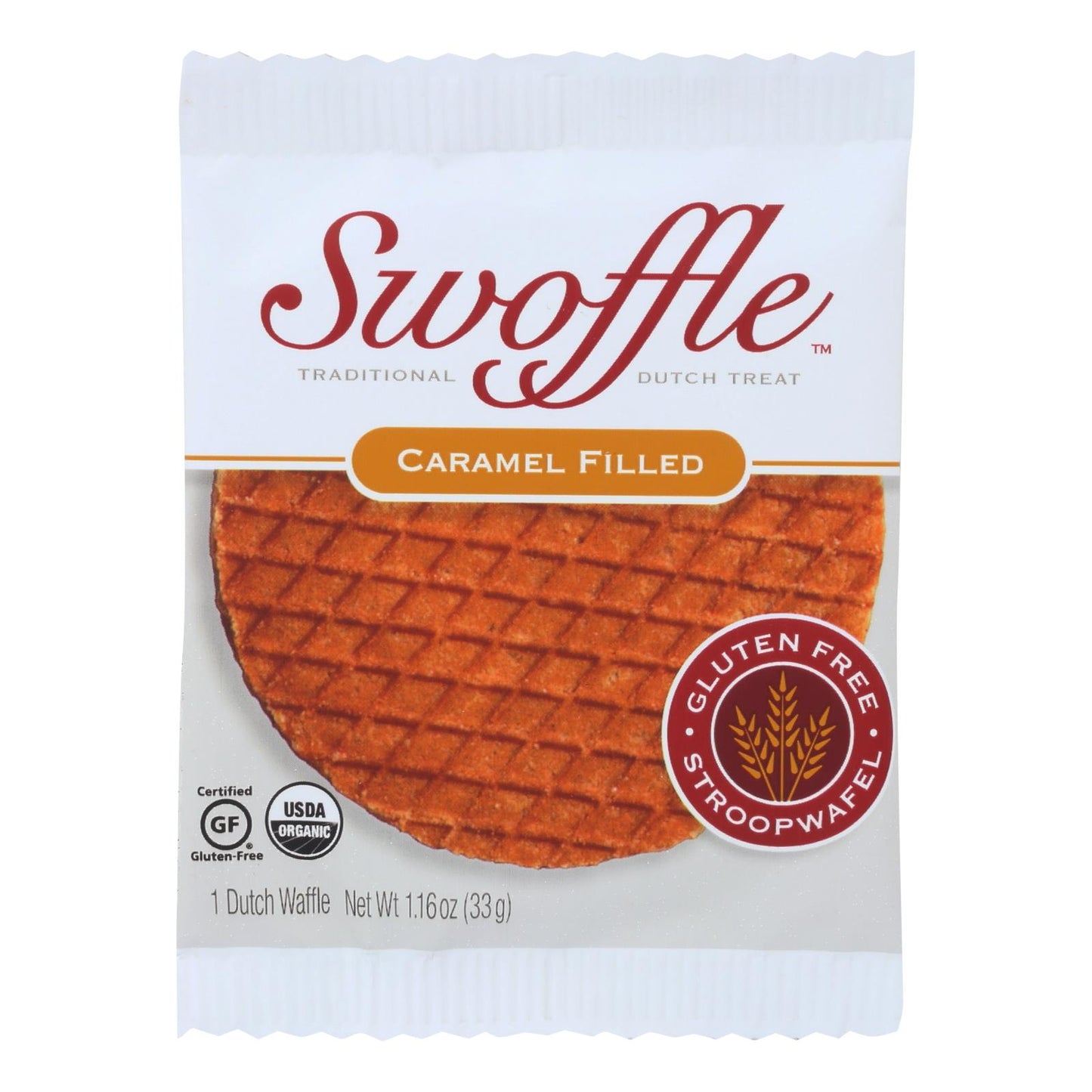 Swoffle Dutch Waffle - Original Caramel - Case of 16 - 1.16 Ounce.