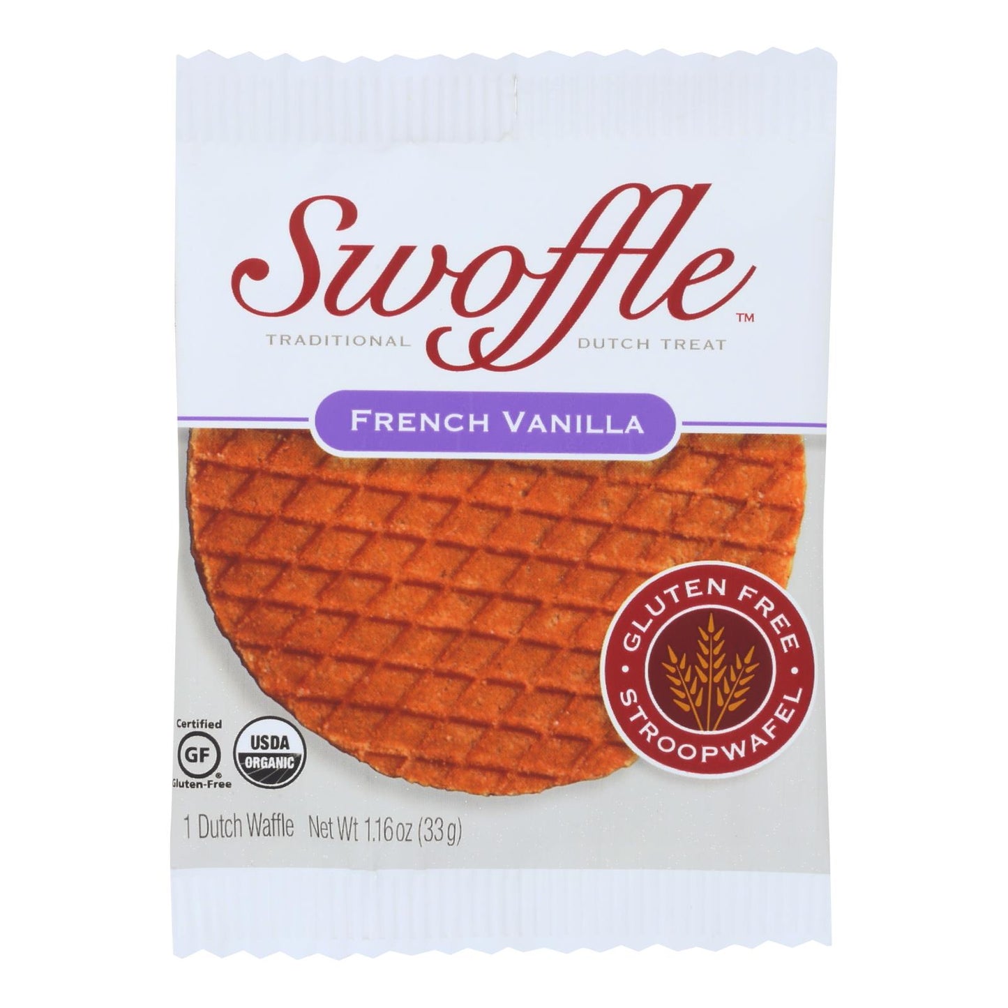 Swoffle Dutch Waffle - French Vanilla - Case of 16 - 1.16 Ounce.