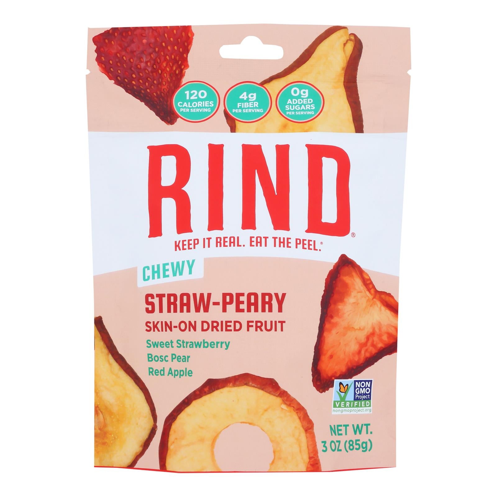Rind Snacks - Drd Fruit Blend Straw-peary - Case of 12 - 3 Ounce