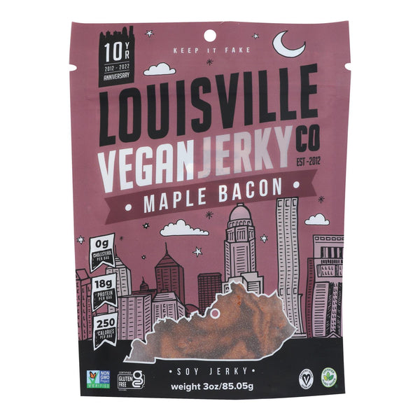 Louisville Vegan Jerky Jerky - Vegan - Maple Bacon - Case of 10 - 3 Ounce