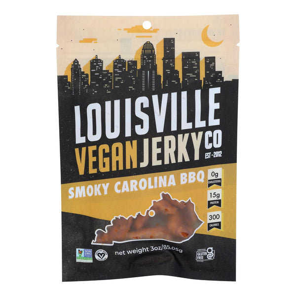 Louisville Vegan Jerky Jerky - Vegan - Carolina BBQ - Case of 10 - 3 Ounce