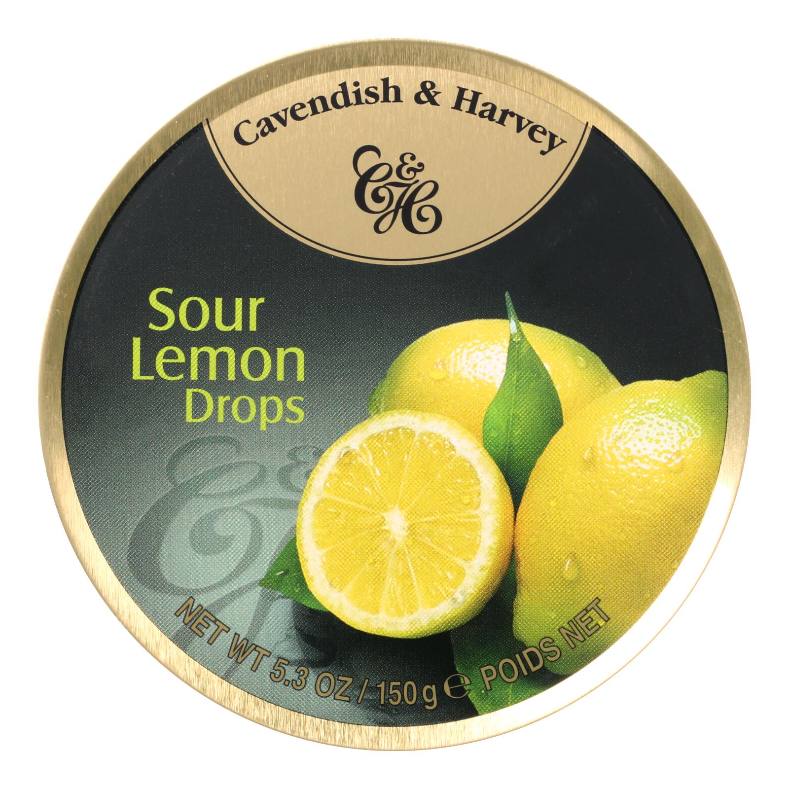 Cavendish and Harvey Fruit Drops Tin - Sour Lemon - 5.3 Ounce - Case of 12