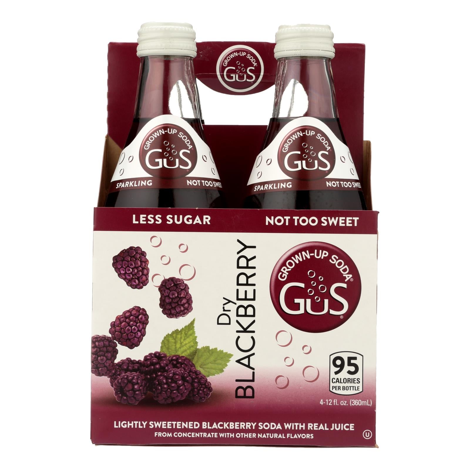 Gus Grown Up Soda - Soda Dry Blackberry - Case of 6 - 4/12 Fluid Ounce