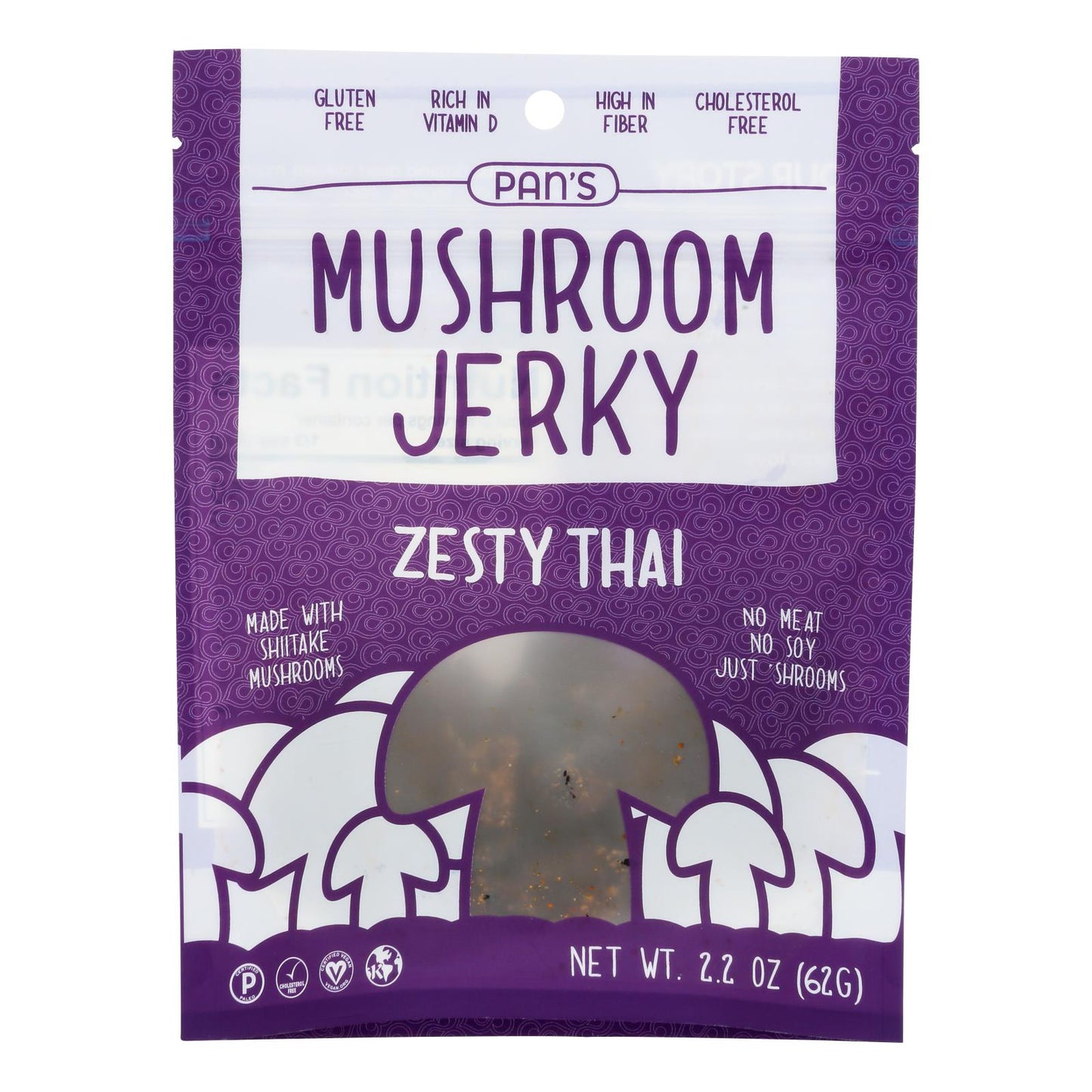 Pan's - Mushroom Jerky Zesty Thai - Case of 6-2.2 Ounce