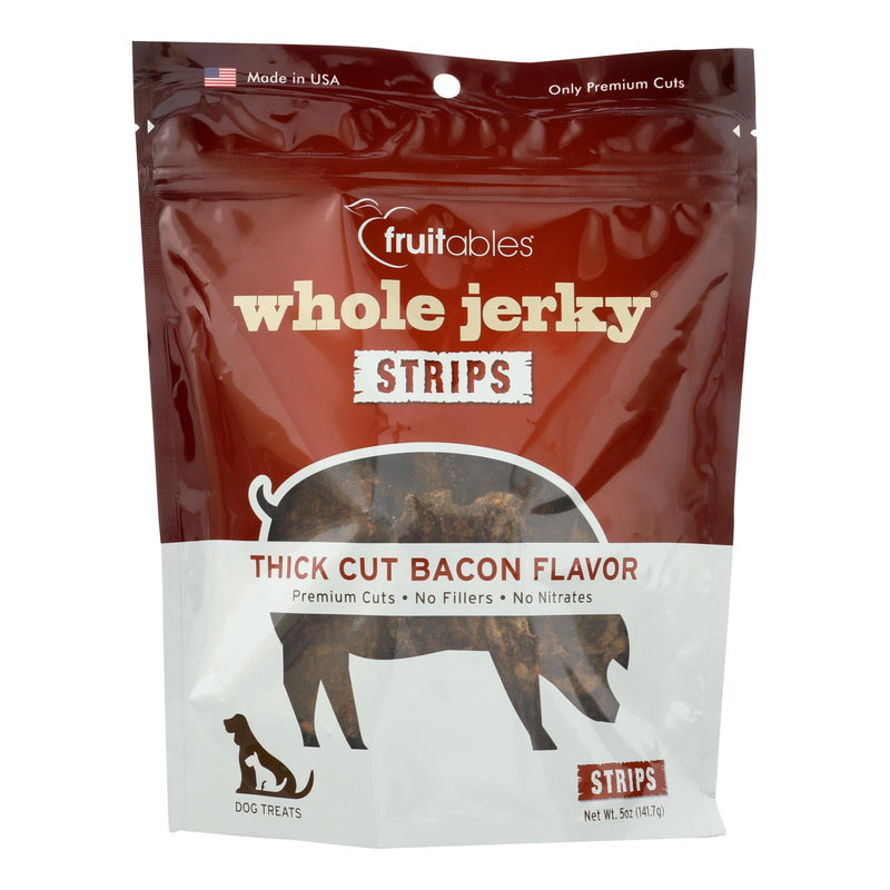 Fruitables Dog Treats - Whole Jerky - Bacon - Case of 8 - 5 Ounce