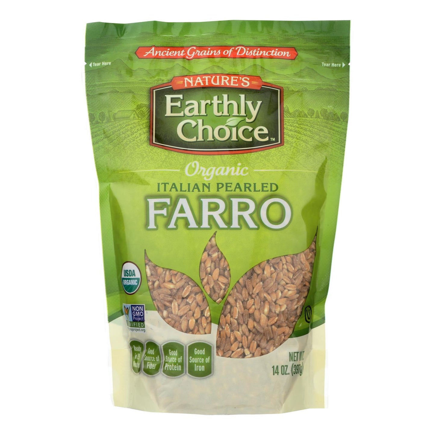 Nature's Earthly Choice Pearled Farro - Italian - Case of 6 - 14 Ounce.