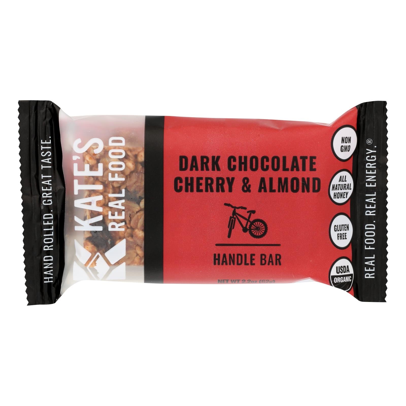 Kate's Real Food - Bar Hndl Dark Chy Almond - Case of 12 - 2.2 Ounce