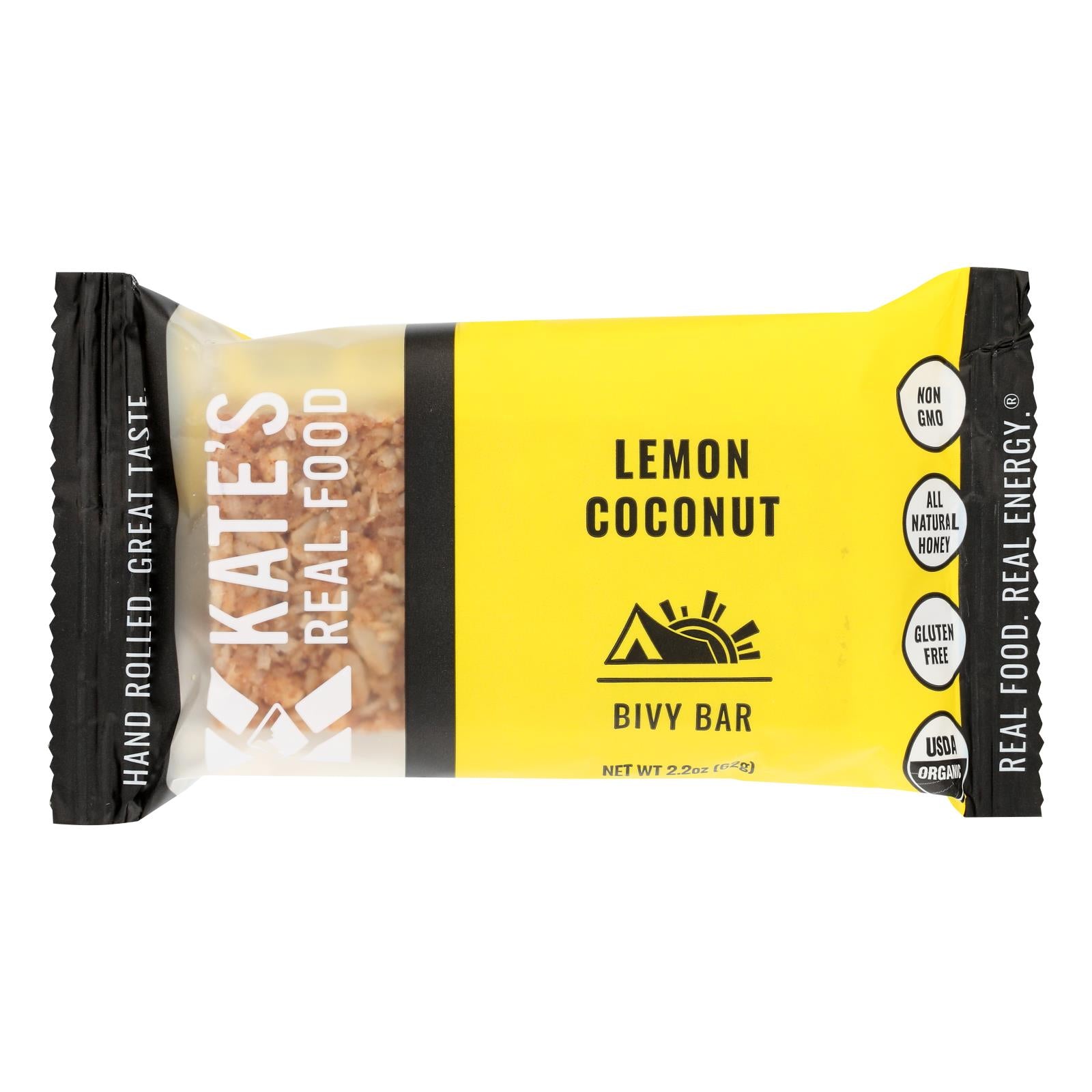Kate's Real Food - Bar Organic Bivy Lemon Coconut - Case of 12 - 2.2 Ounce