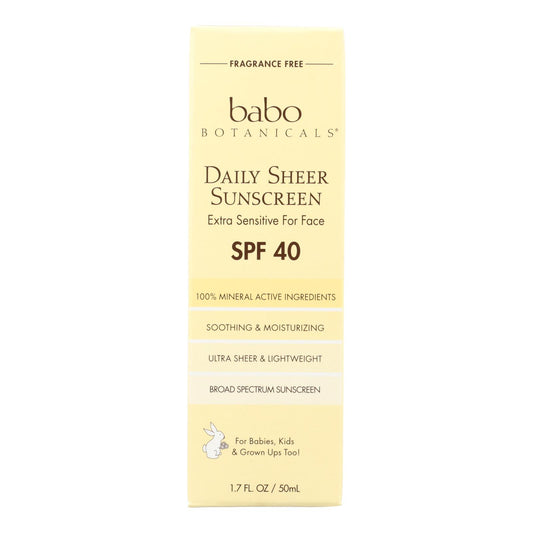 Babo Botanicals - Sunscreen - Daily Sheer - SPF 40 - 1.7 Ounce