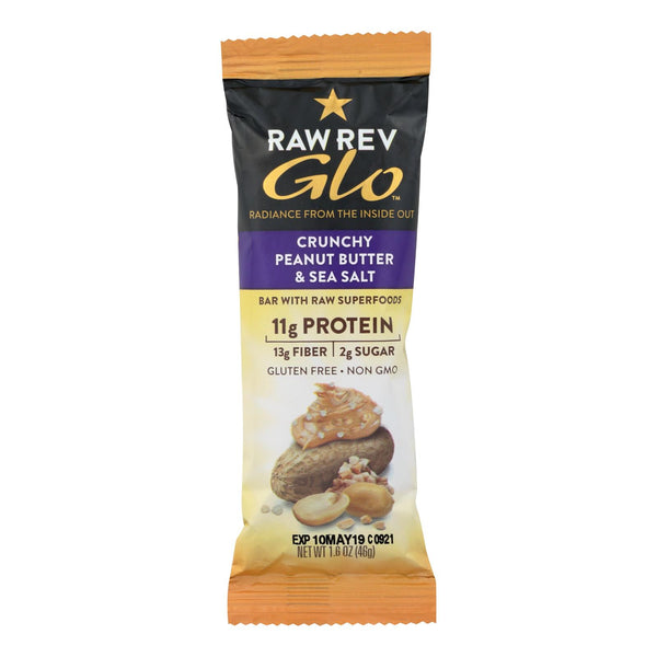 Raw Revolution Glo Crunchy Bar - Peanut Butter and Sea Salt - Case of 12 - 1.6 Ounce.