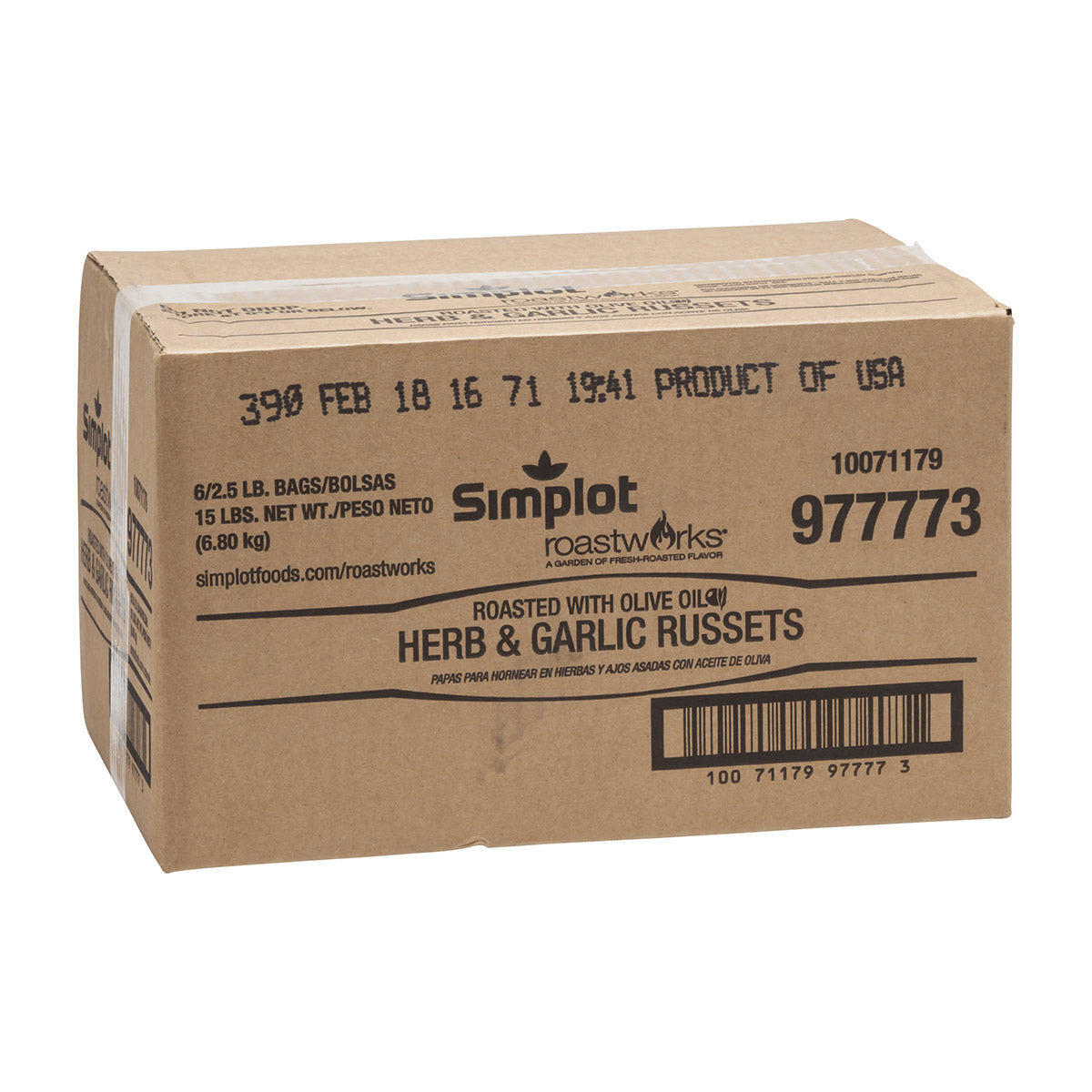 Simplot Roastworks Roasted Herb And Garlic Russet Potatoes 2.5 Pound Each - 6 Per Case.