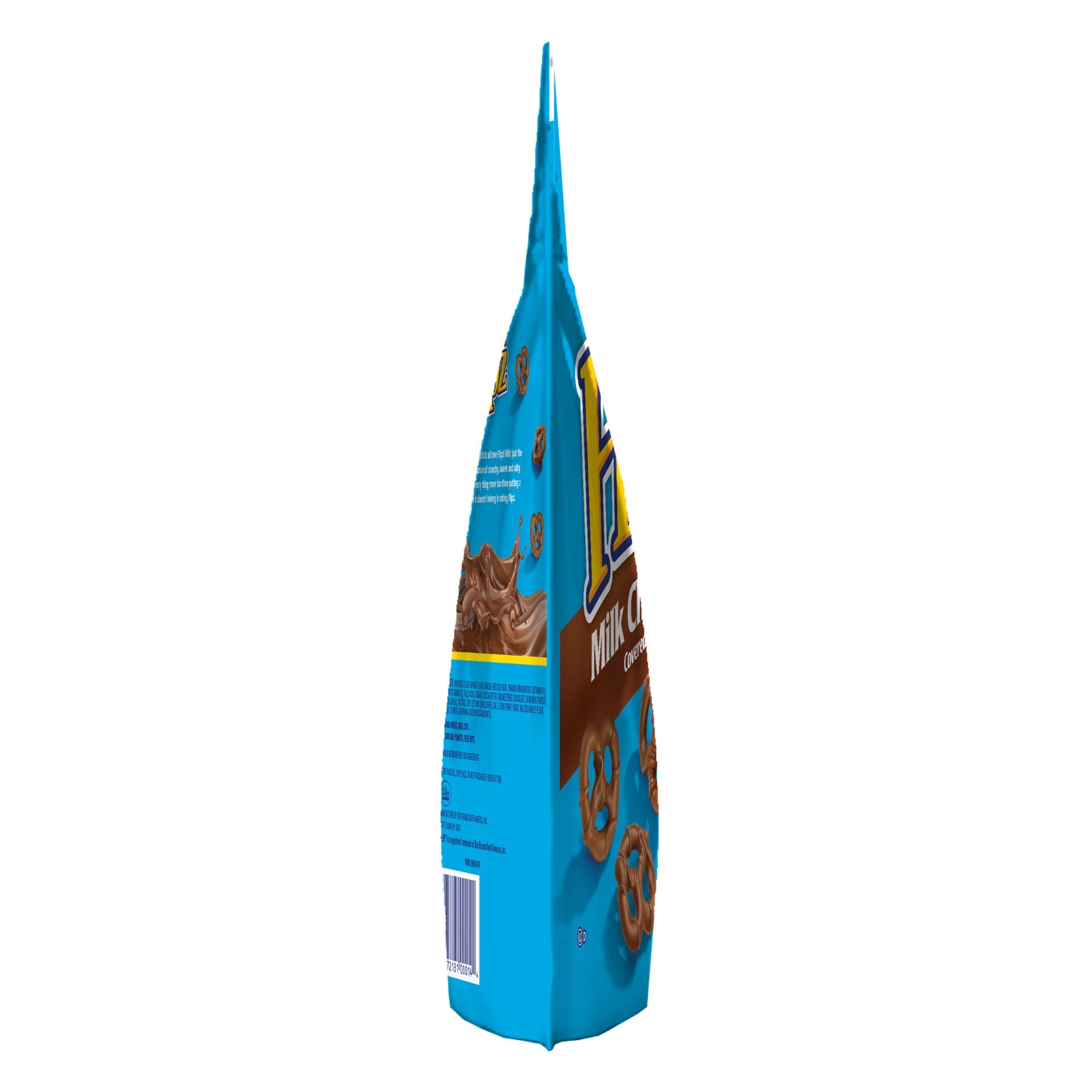 Flipz Milk Chocolate Pretzel Stand Uppouch 7.5 Ounce Size - 8 Per Case.