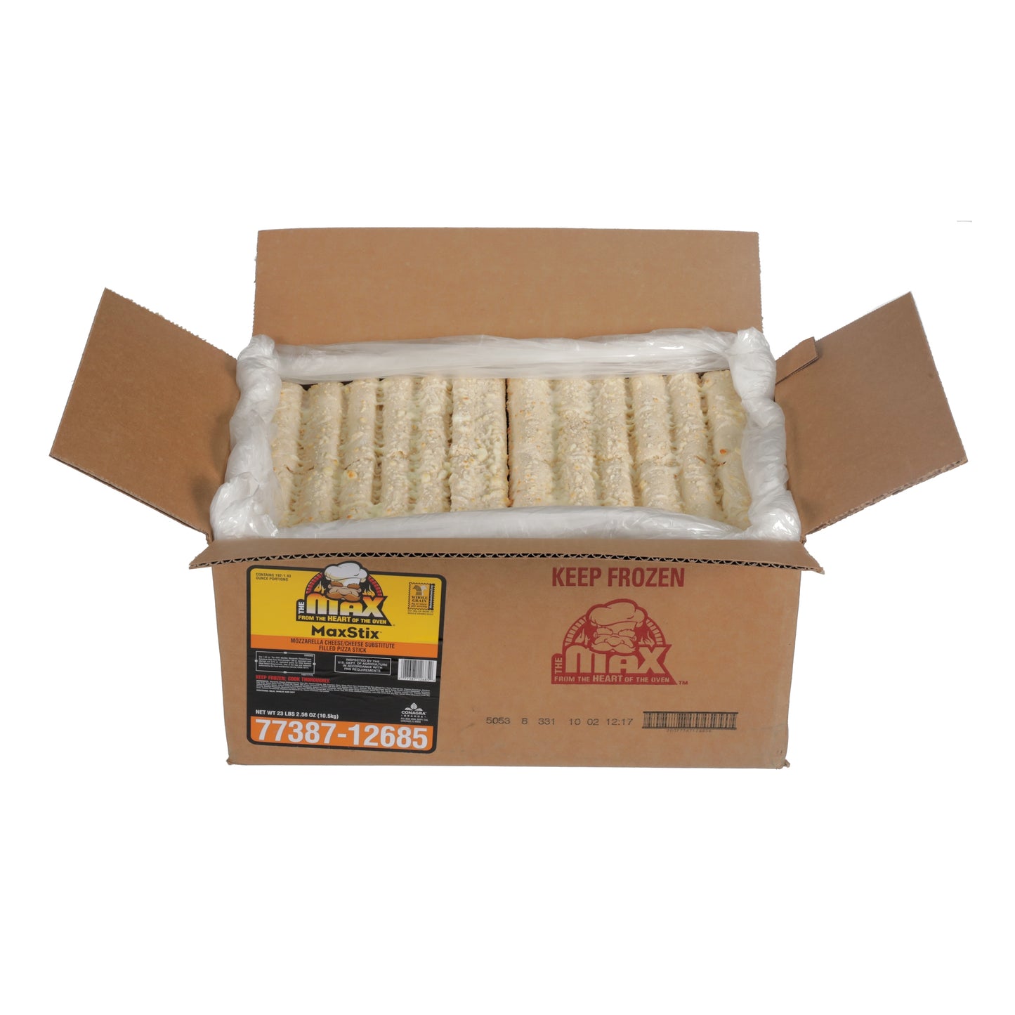 The Max Maxstix Whole Grain Child Nutrition Mozzarella Breadstick 1.93 Ounce Size - 192 Per Case.