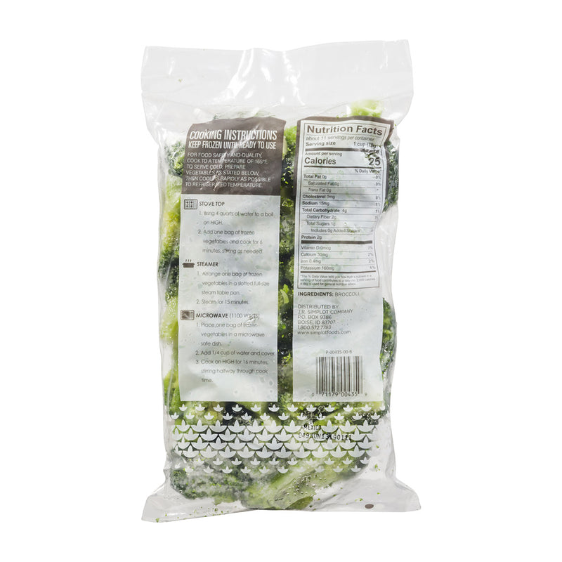 Simplot Simple Goodness Classic Vegetables Broccoli Florets Wet Pack 2 Pound Each - 12 Per Case.