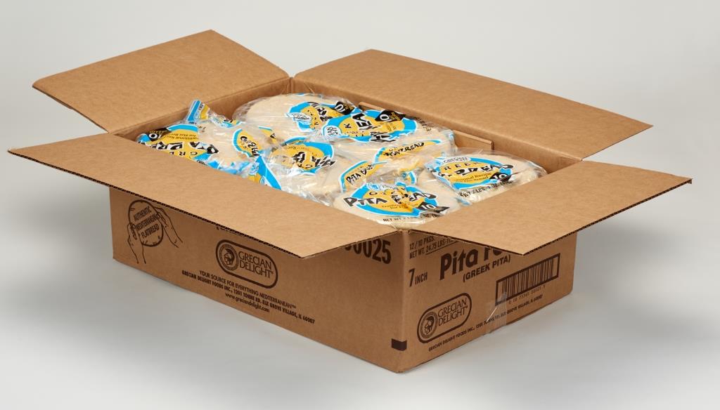 Grecian Delight 7 Inch New York Style Pita Bread 10 Count Packs - 12 Per Case.