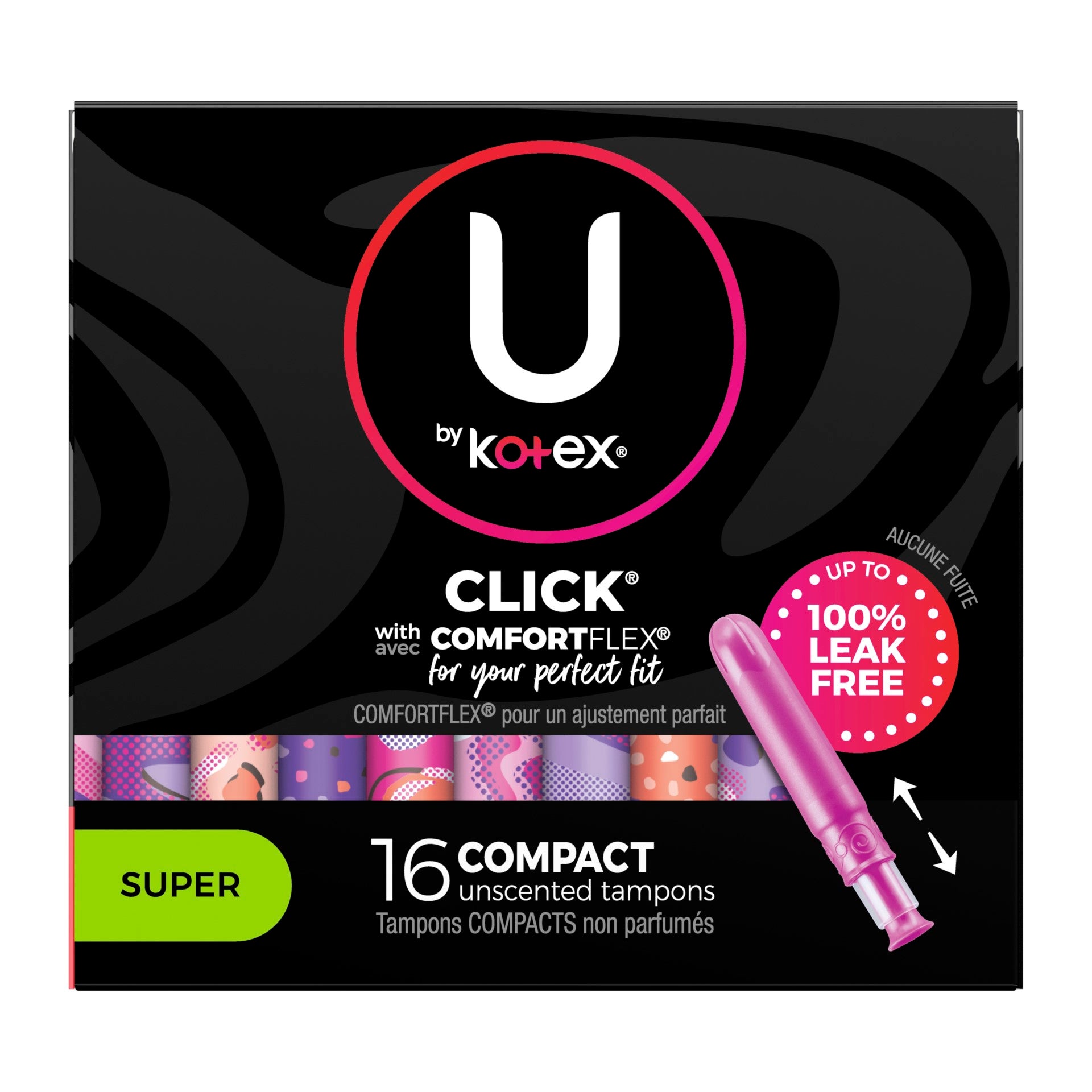 U By Kotex Suprprem Suprabs Tampon Click Compact 16 Count Packs - 8 Per Case.