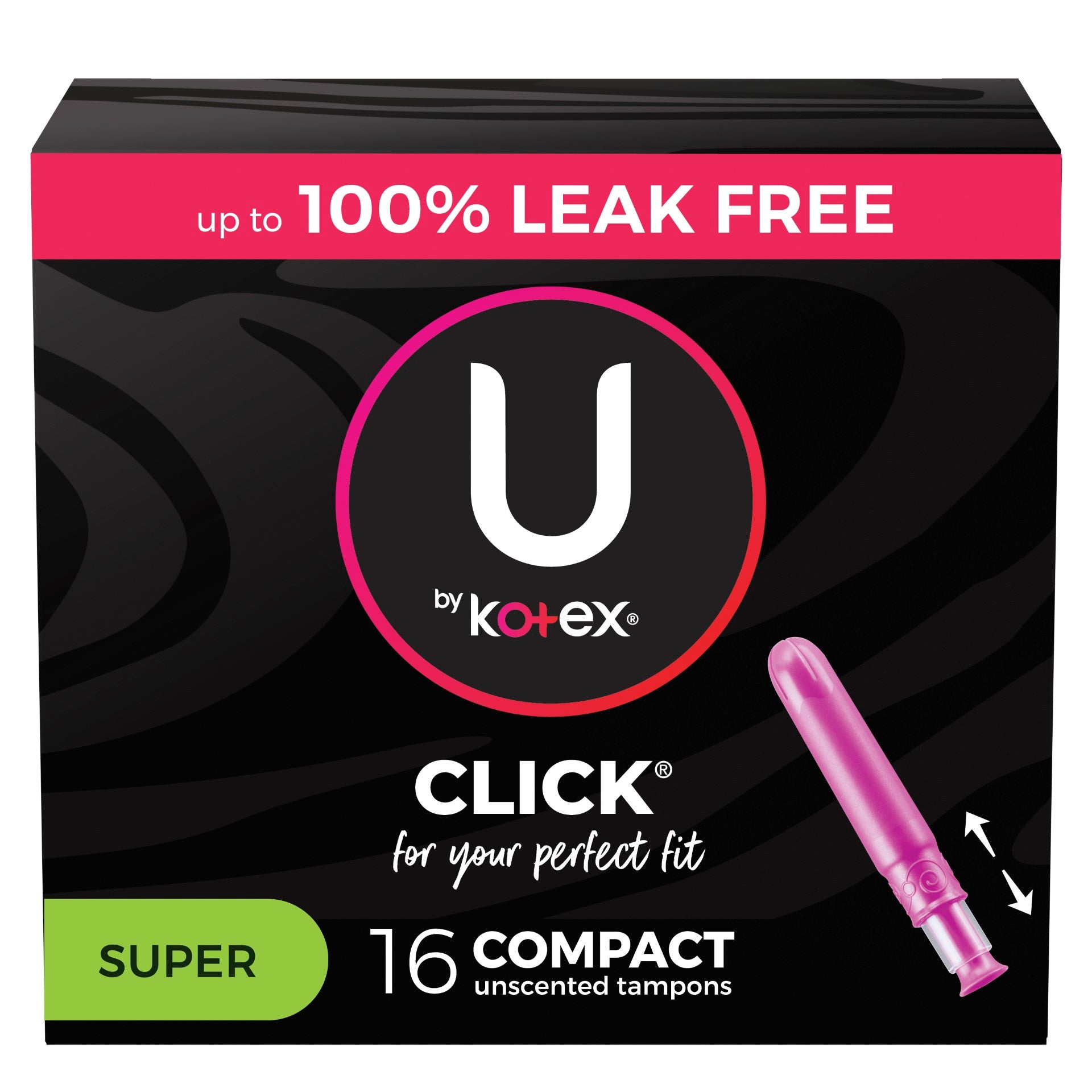 U By Kotex Suprprem Suprabs Tampon Click Compact 16 Count Packs - 8 Per Case.