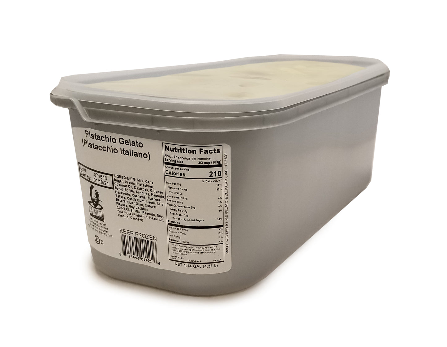 G Gelato Pistachio Italiano Gelato 5 Liter - 1 Per Case.