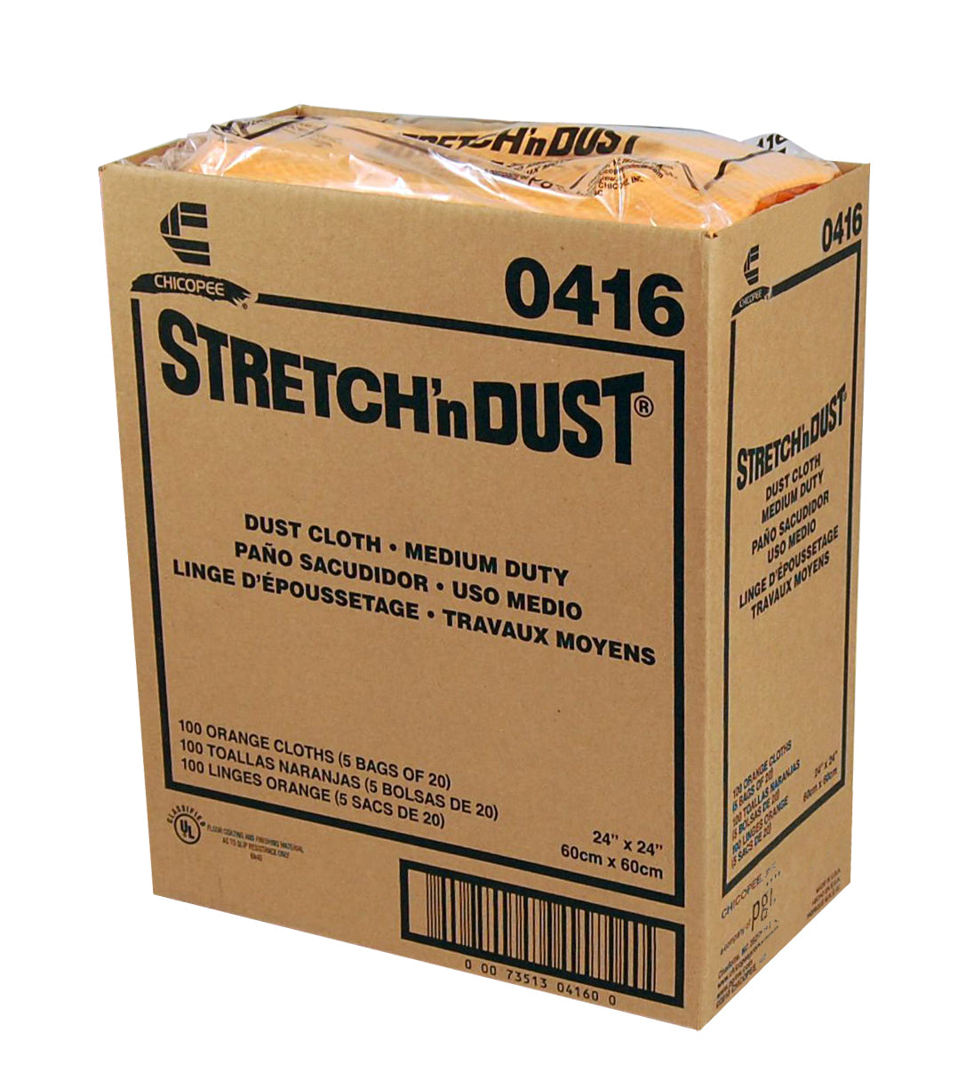 Chicopee Stretch N Dust® Medium Duty Yelloworange Dot 4" 4" 5 Count Packs - 20 Per Case.