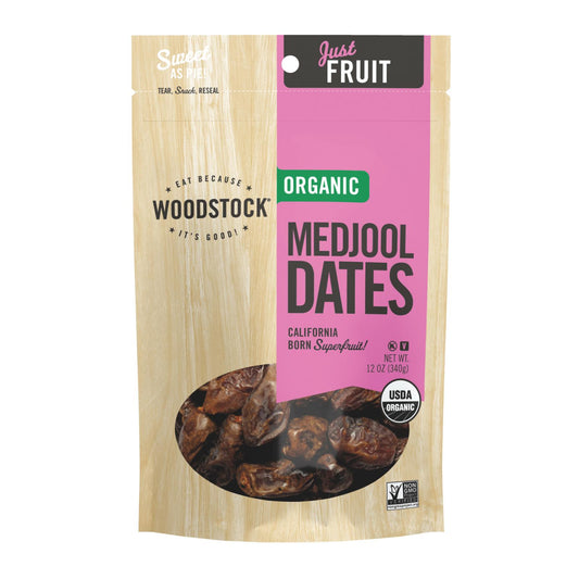 Woodstock Organic Unsweetened Medjool Dates - Case of 8 - 12 Ounce