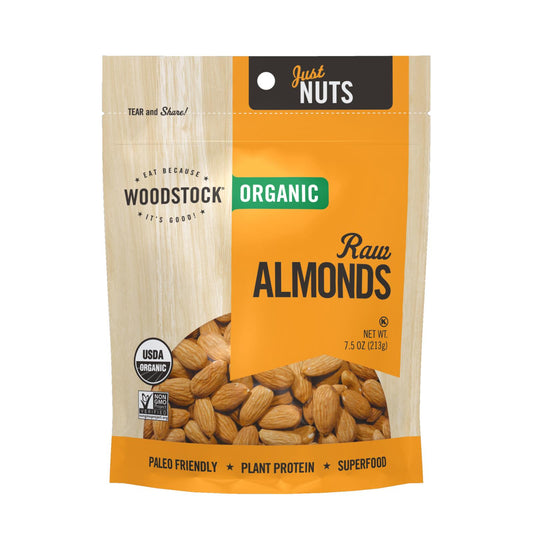 Woodstock Organic Raw Almonds - Case of 8 - 7.5 Ounce