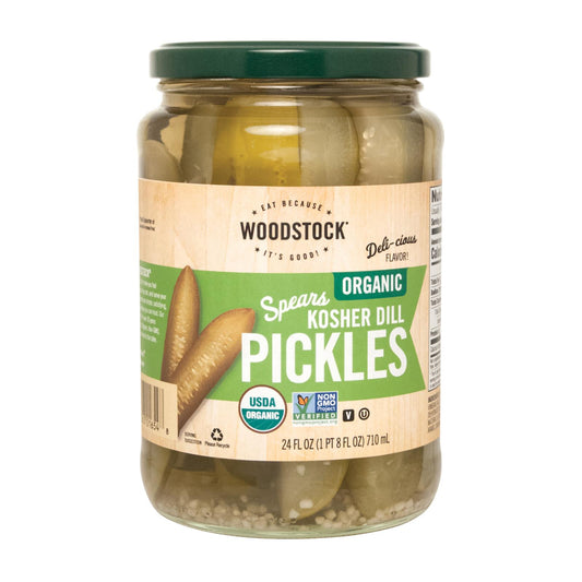 Woodstock Organic Kosher Dill Pickle Spears - Case of 6 - 24 Fluid Ounce