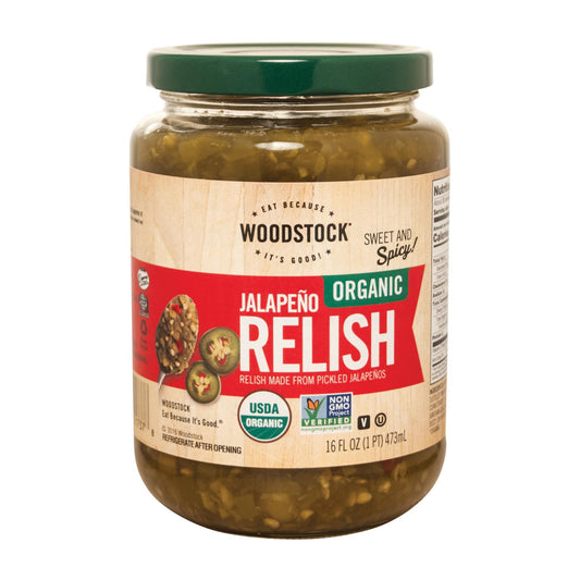 Woodstock Organic Jalapeno Relish - Case of 6 - 16 Ounce