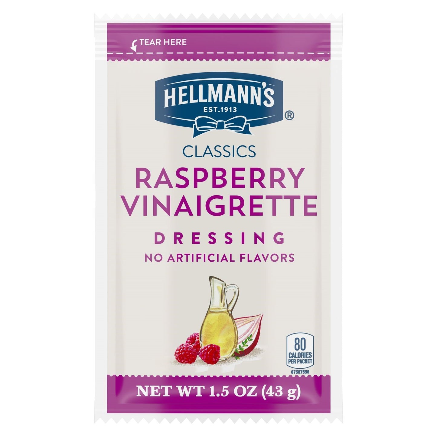 Hellmann's Classics Salad Dressing Portion Control Sachets Raspberry Vinaigrette 1.5 Fluid Ounce - 102 Per Case.