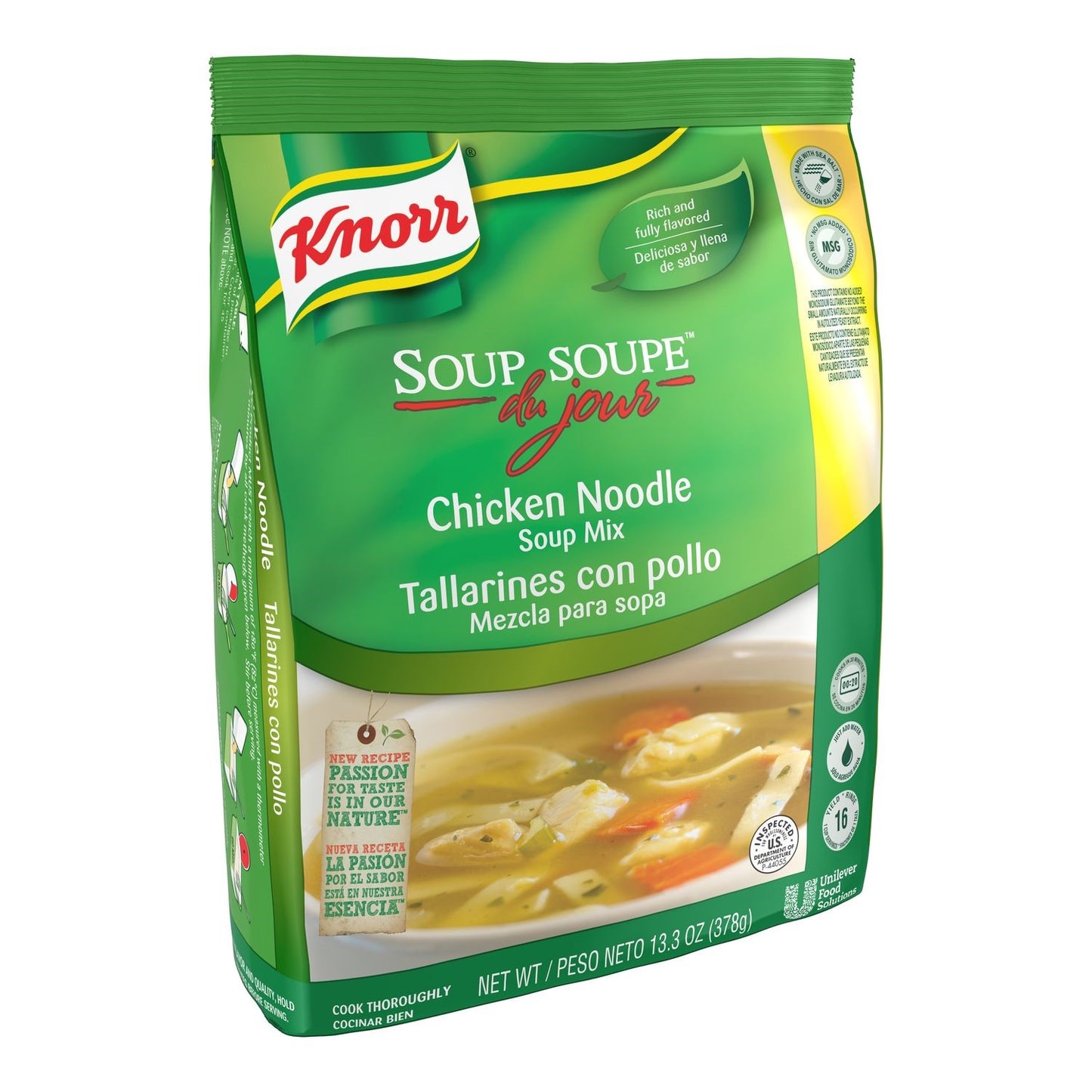 Knorr Soup Du Jour Soups Chicken Noodle 13.3 Ounce Size - 4 Per Case.