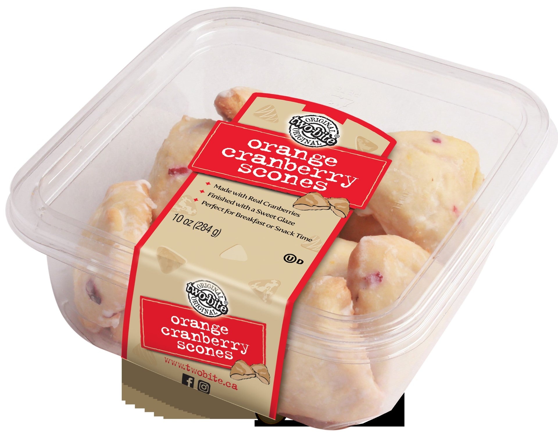Two Bite® Orange Cranberry Scones 10 Ounce Size - 24 Per Case.