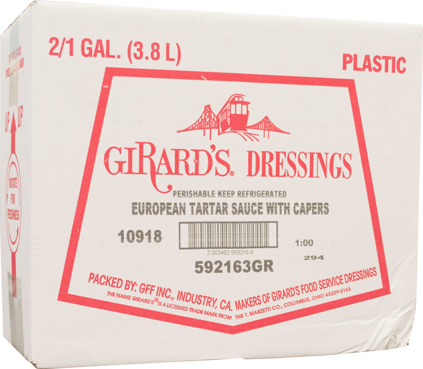 Girard's European Tartar Sauce, 1 Gallon- 2 Per Case.