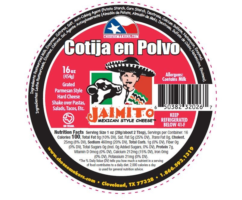 Cotija Polvo 1 Pound Each - 12 Per Case.