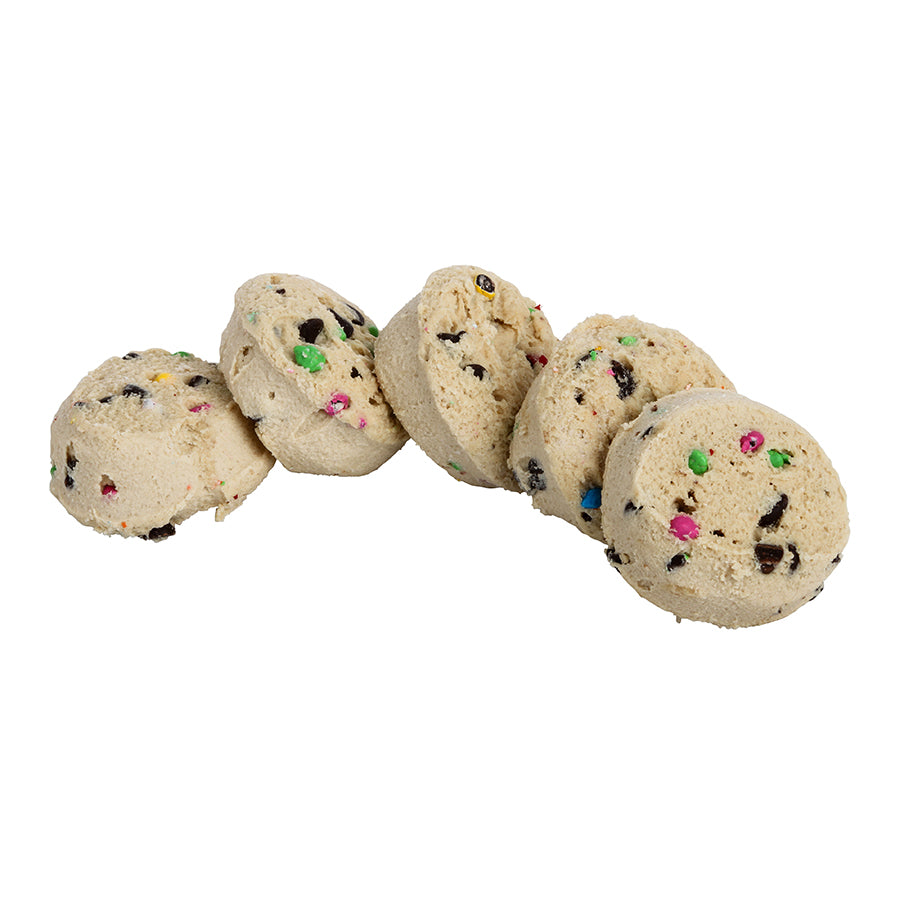 Frozen Cookie Dough Carnival With Colored Candies And Chocolate Chips Bulk Bag 1 Ounce Size - 320 Per Case.