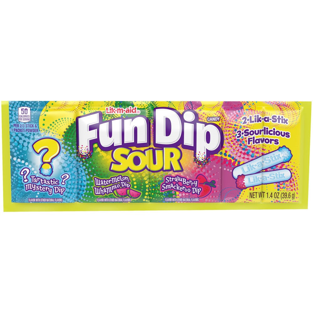 Lik M Aid Fun Dip Sour 1.4 Ounce Size - 288 Per Case.