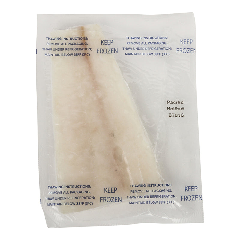 Trident Seafoods 6 Ounce Boneless Vacuum Packed Raw Halibut Loin Fillet 10 Pound Each - 1 Per Case.