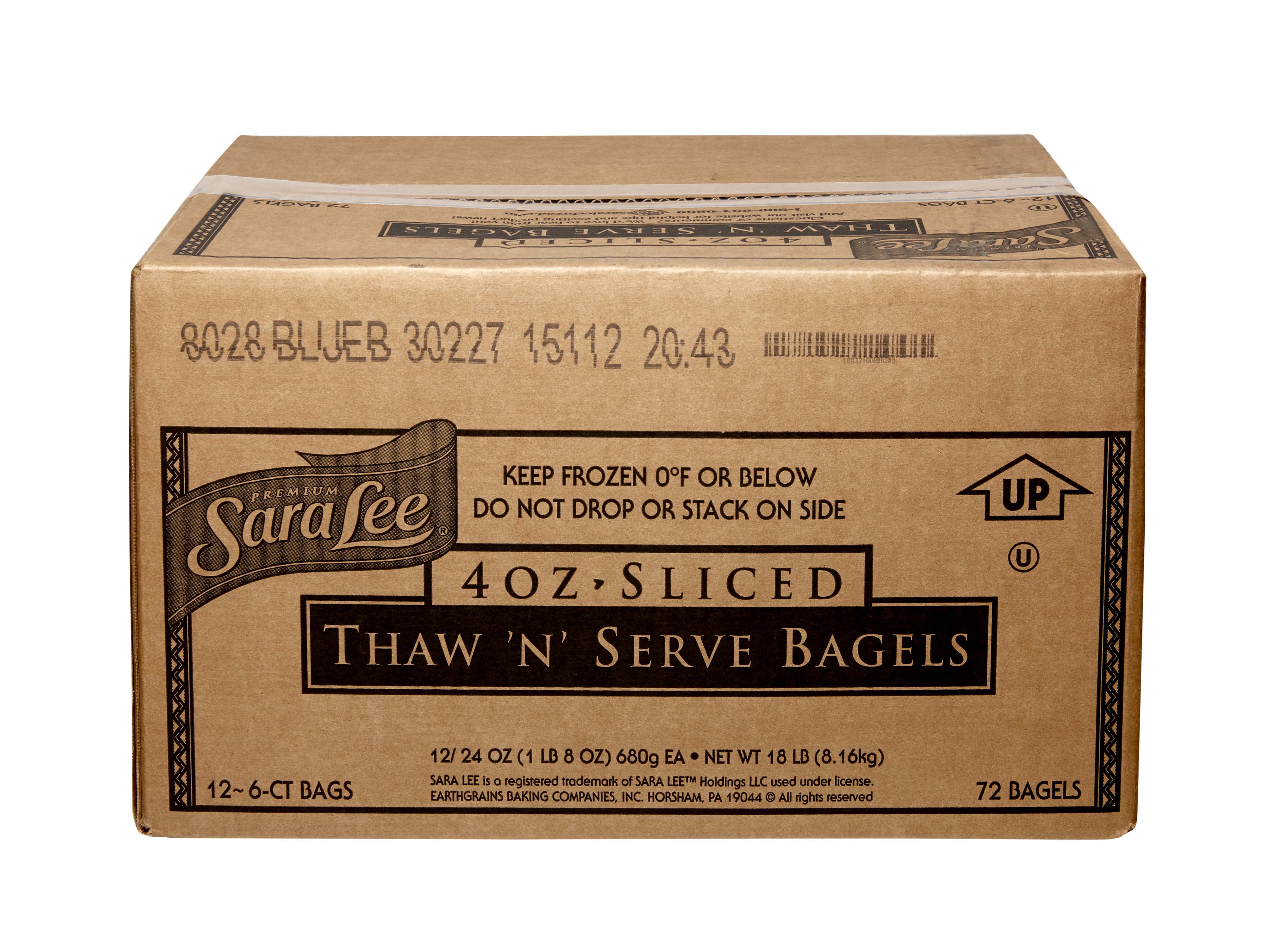 Sara Lee Bagel Blueberry T&s Sliced6 Count Packs - 12 Per Case.