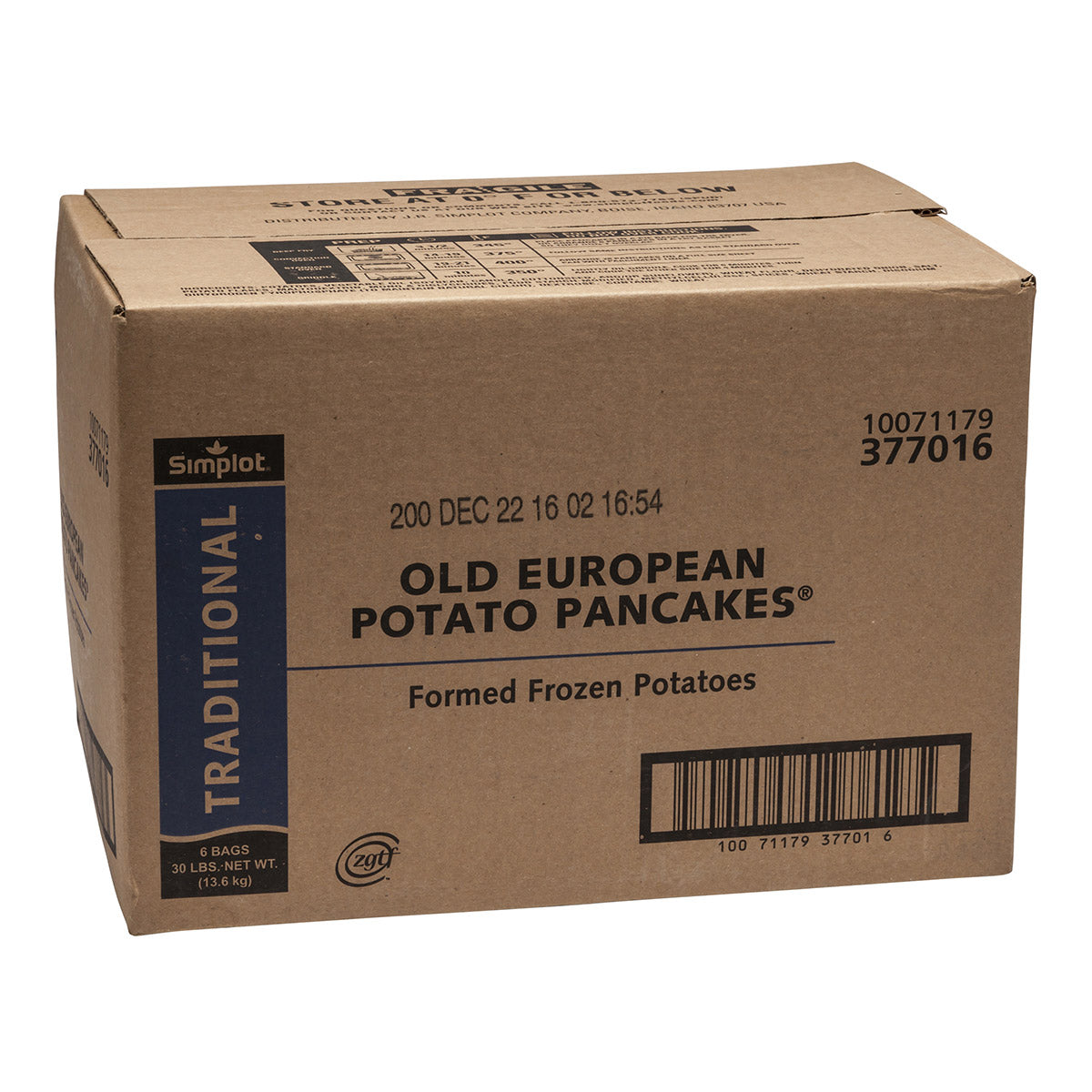 Simplot Traditional Old European Potato Pancake 5 Pound Each - 6 Per Case.