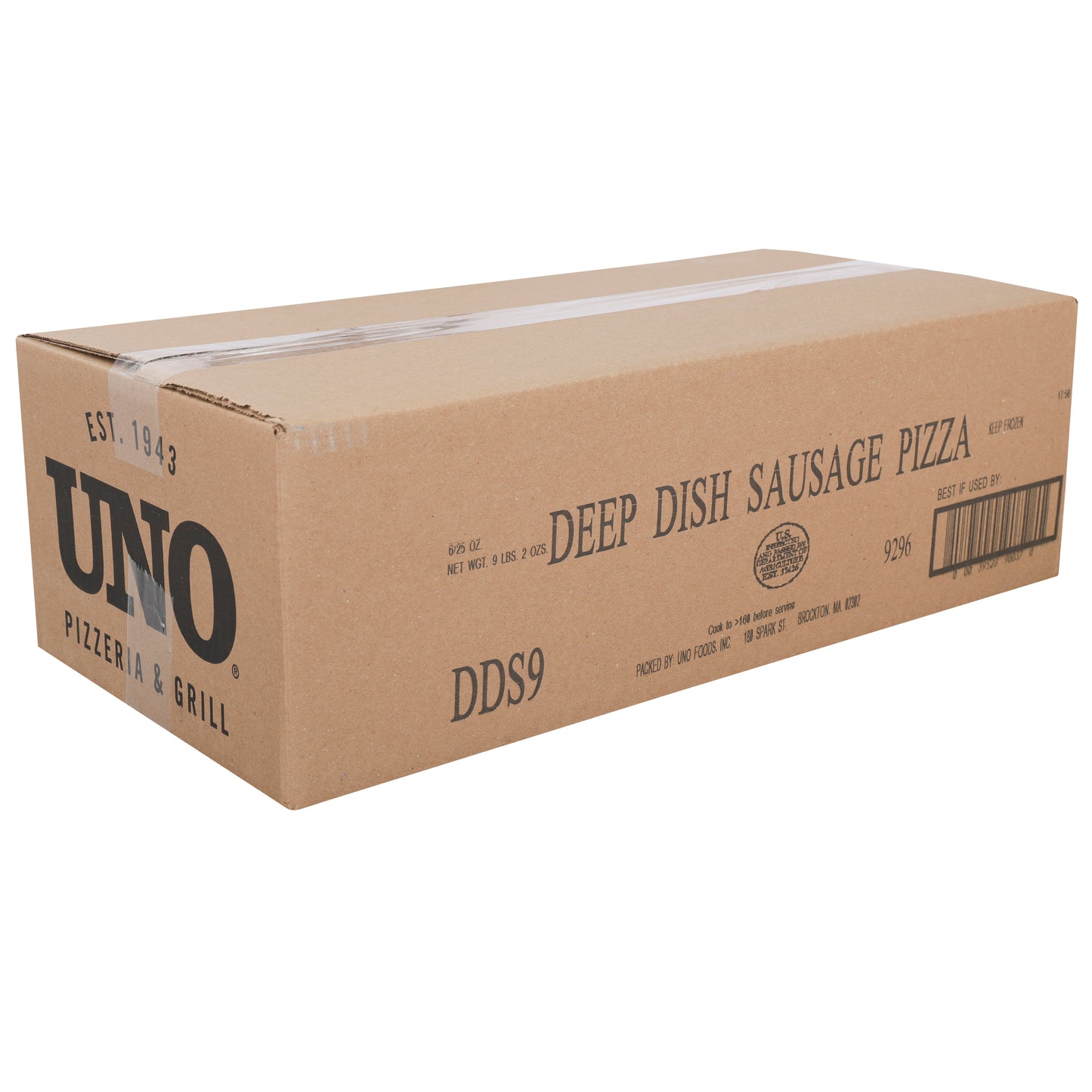 Uno Foods Inc 9" Deep Dish Sausage Pizza 25 Ounce Size - 6 Per Case.