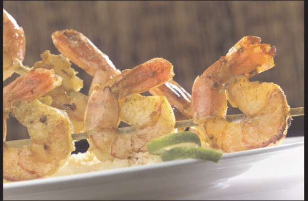 Colossal Skewered Shrimp With Lime &garlic Flavored Glaze Per Skewer 2.5 Pound Each - 4 Per Case.