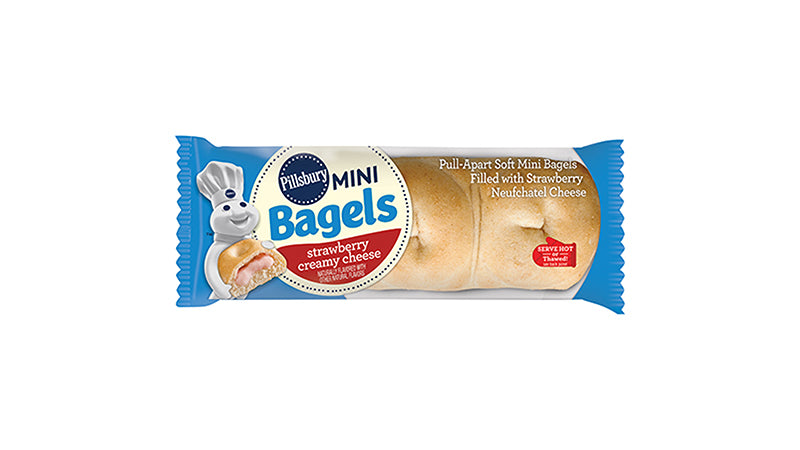 Pillsbury Frozen Mini Bagels Strawberry Creamy Cheese 2.43 Ounce Size - 72 Per Case.