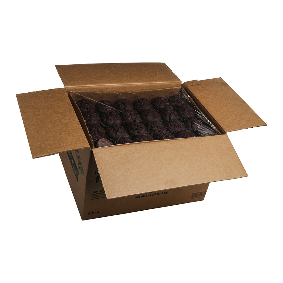 Muffin Chocolate W Semi Sweet Chocolate Andchocolate Flavored Chips Retail Trays 24 Each - 4 Per Case.