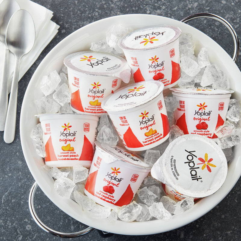 Yoplait® Original Yogurt Single Serve Variety Raspberry Peach 4 Ounce Size - 48 Per Case.