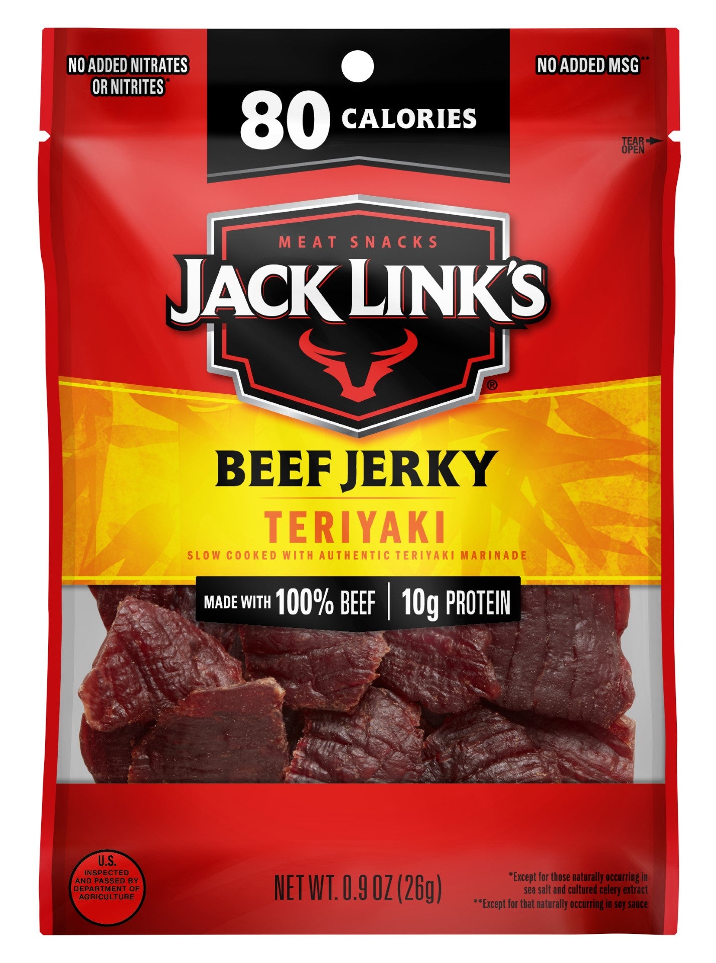 Jack Link's Teriyaki Beef Jerky 0.9 Ounce Size - 48 Per Case.