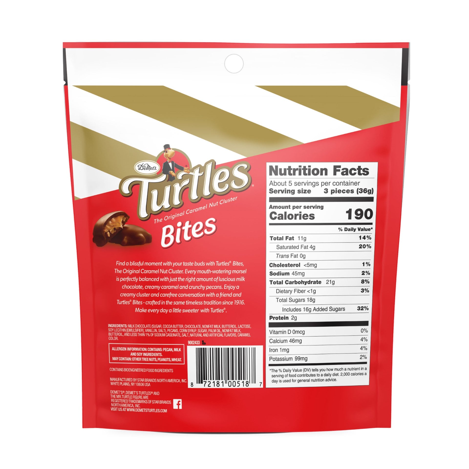 Turtles Original Bite Size Stand Up Pouch 6.3 Ounce Size - 8 Per Case.