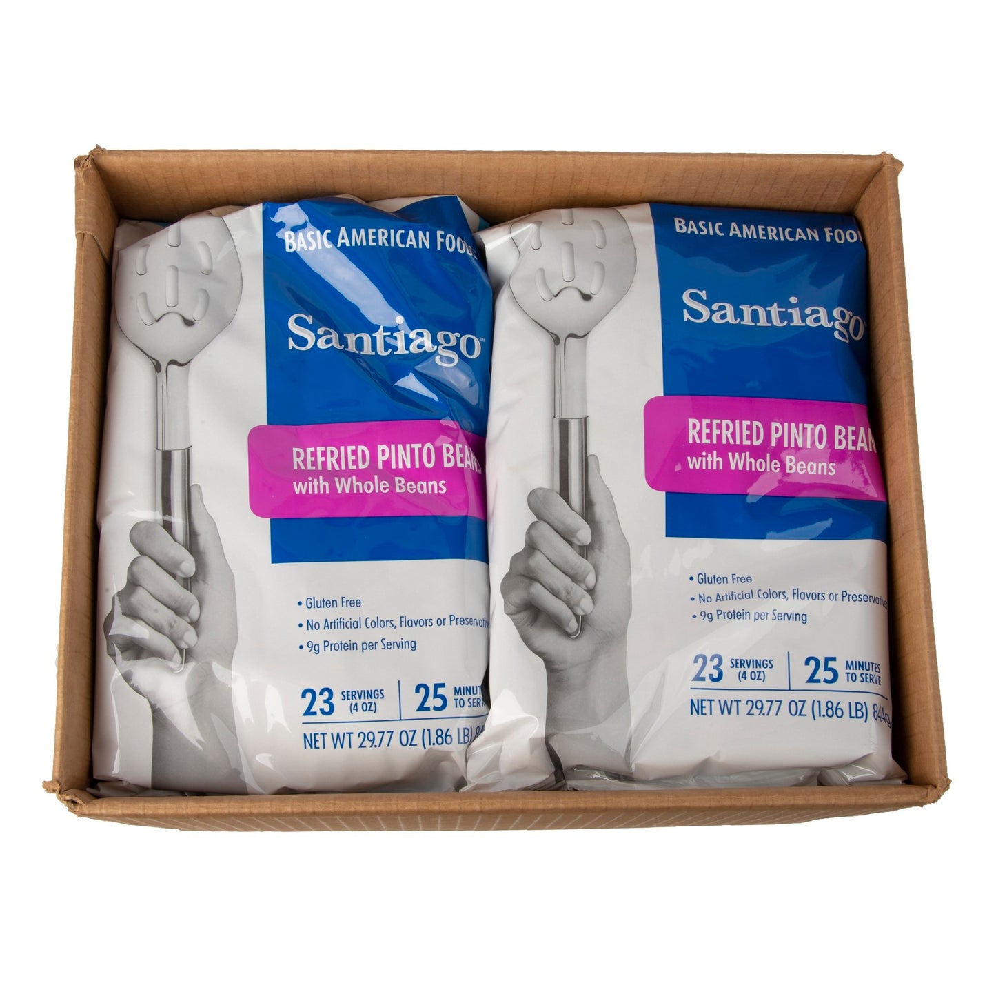 Santiago® Refried Pinto Beans Servings Per Convenient Pouc 29.77 Ounce Size - 6 Per Case.