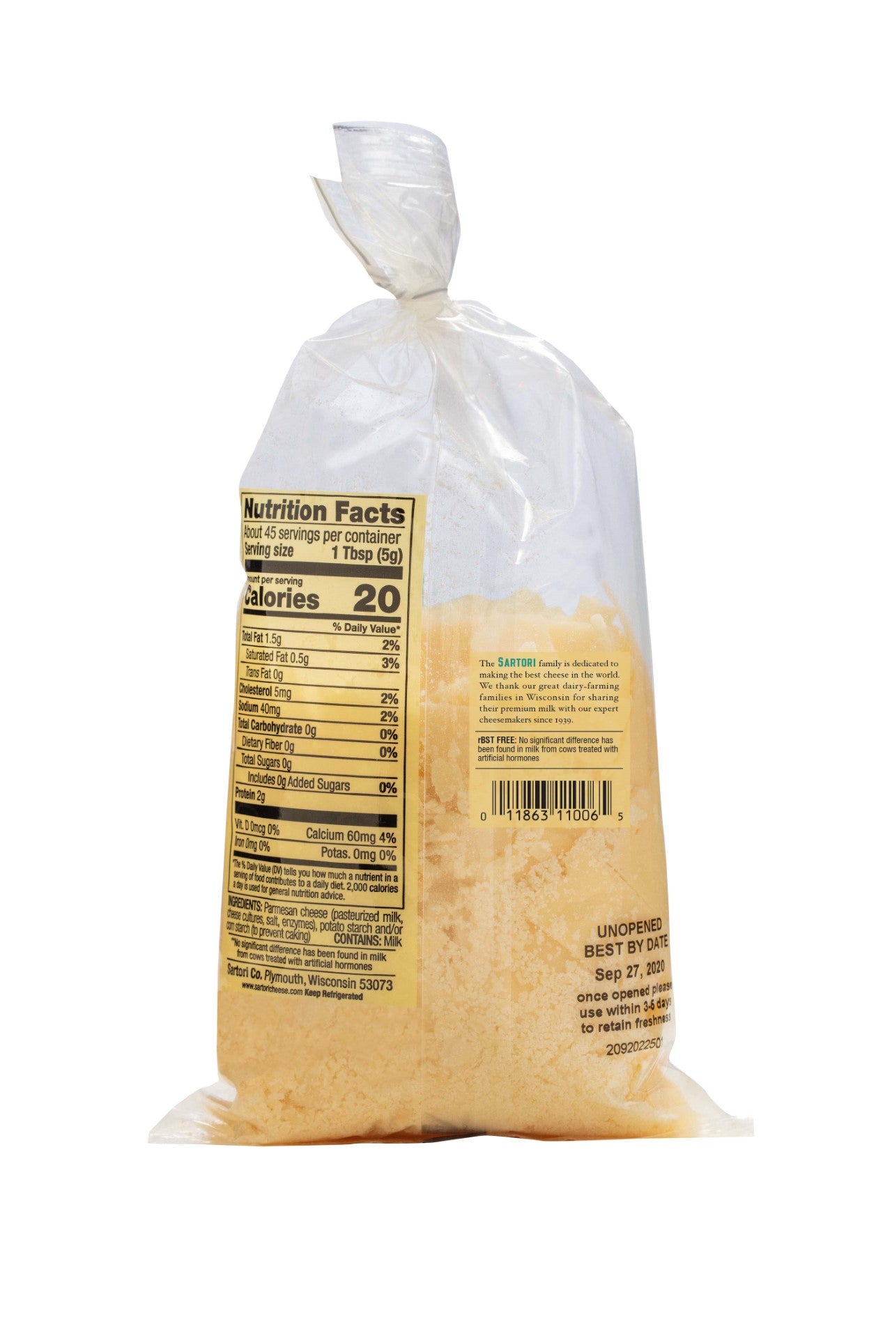 Parmesan Cheese Shaved Bag 8 Ounce Size - 16 Per Case.