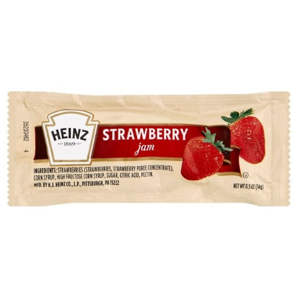 HEINZ Single Serve Strawberry Jam 0.5 Ounce Packets 200 Per Case