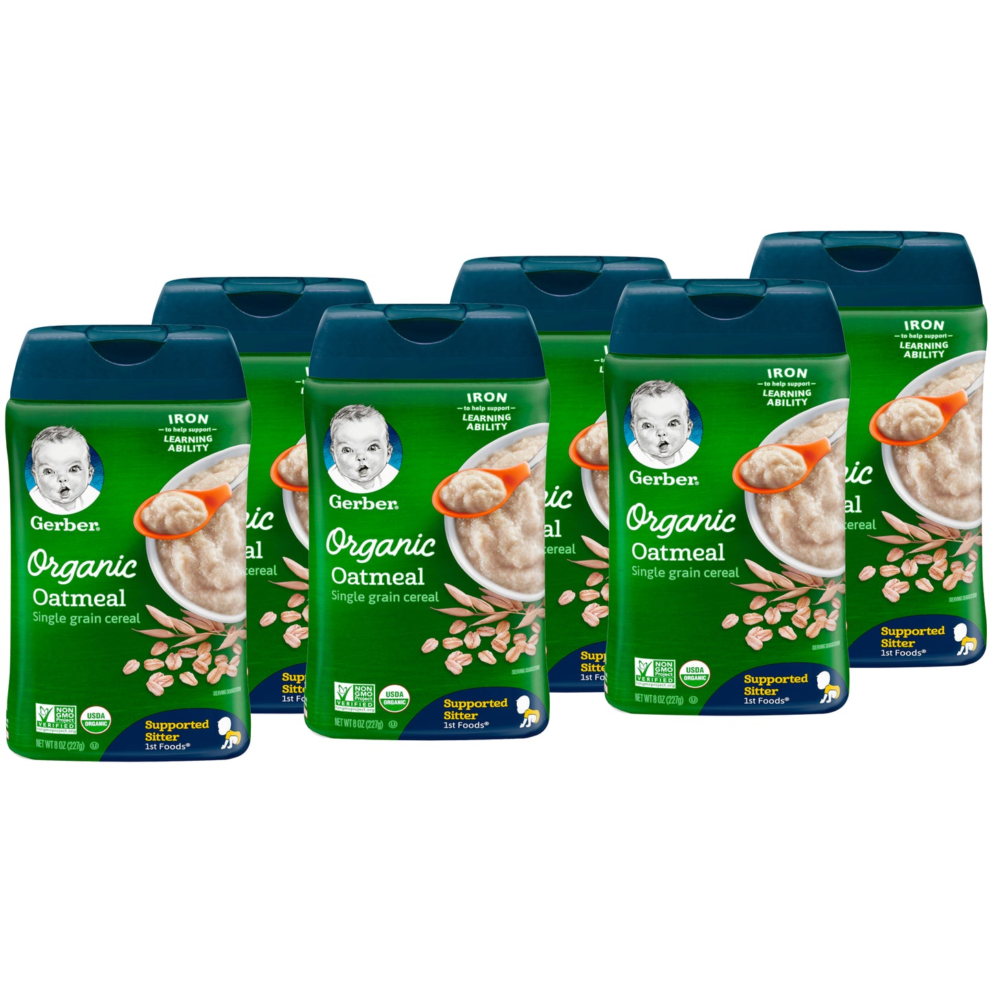 Gerber 1st Foods Organic Whole Grain Oatmeal Cereal Baby Food, 8 Ounce Size - 6 Per Case.