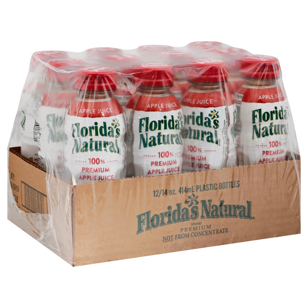 Florida's Natural Premium Not From Concentrate Refrigerated Apple Juice 14 Fluid Ounce - 12 Per Case.