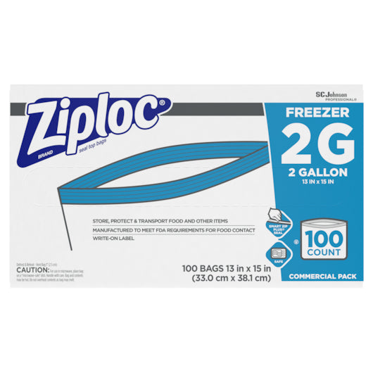 Ziploc Two Gallon Freezer Bag 100 Count Pack - 1 Per Case.